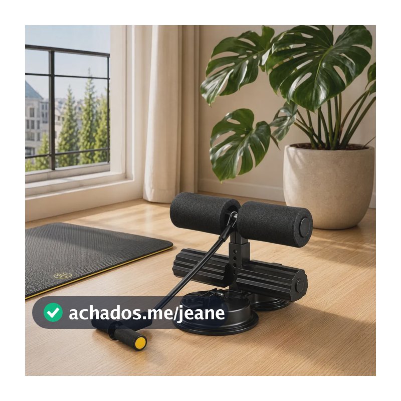 Suporte Abdominal Com Ventosa Treino Fitness Em Casa Preto
