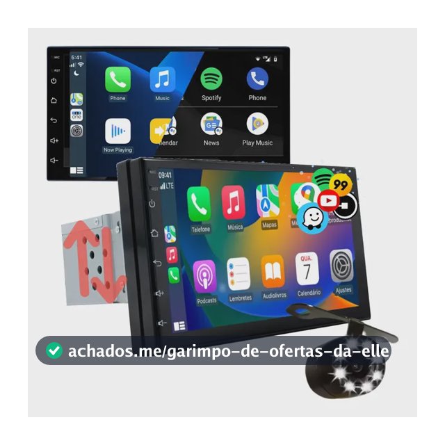 Central Multimídia Mp5 1 Din Carplay Android-auto 7'+ Cam Ré Kit Multimidia Carplay