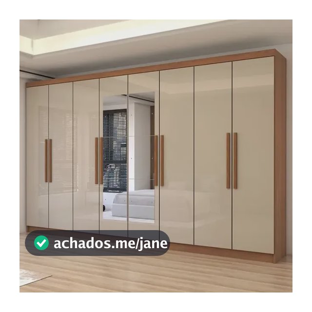 Guarda-roupa Casal Odisseia 8 Portas 4 Gavetas Com Espelho C Bege