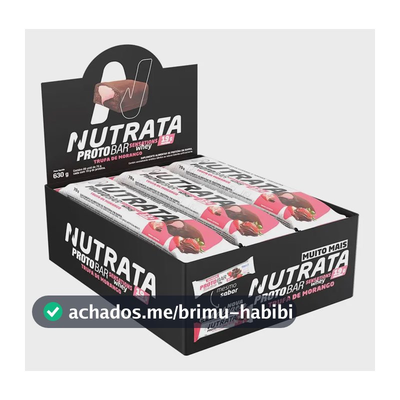 Proto Bar - Sabor Sensations Morango - 9 Unidades De 70g - Nutrata