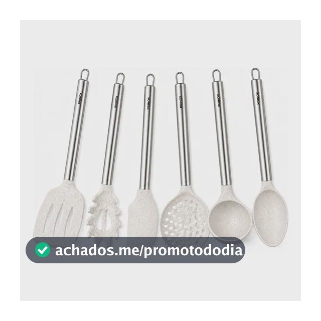 Kit Utensílios De Cozinha Silicone Cabo Inox Brinox Vanilla
