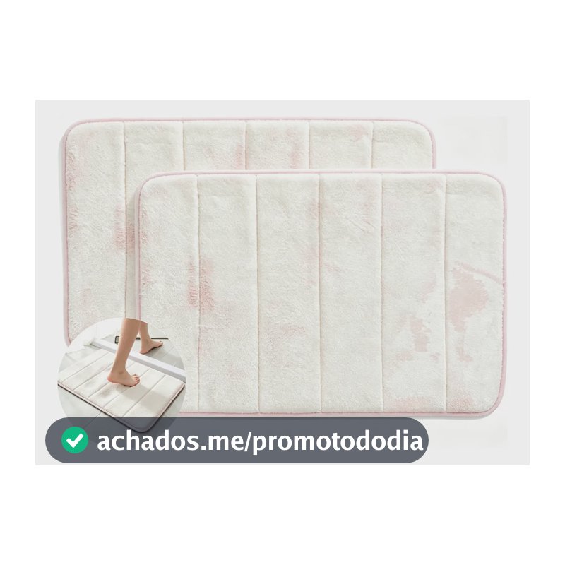 Kit 2 Tapetes Felpudos Banheiro Antiderrapantes 60x40cm Rosa Geométrico