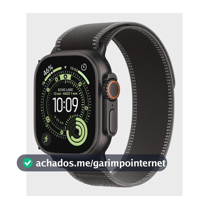 Apple Watch Ultra 3 GPS + Cellular • Caixa preta de titânio – 49 mm • Pulseira loop Trail preta/carvão – P/M - Distribuidor Autorizado