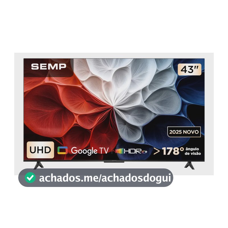 Smart Tv Semp 43 Polegadas Led Hva 4k S62 Wifi Bluetooth Google Tv 3 Hdmi Hdr10+ Dolby Audio 43s62