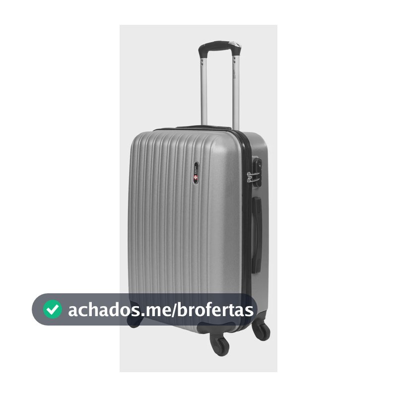 Mala de viagem 23kg Média ABS Rodas 360° Removíveis Londres Swiss Move Prata