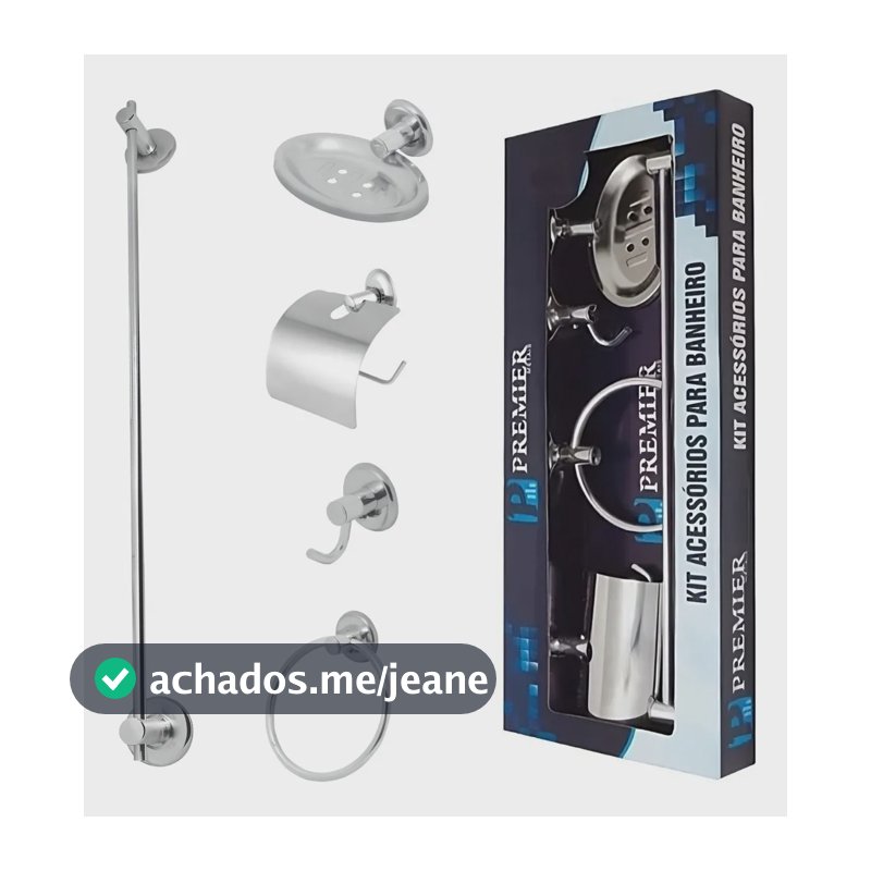 Kit Acessórios P/ Banheiro Aço Inox 5 Peças Mod Jr