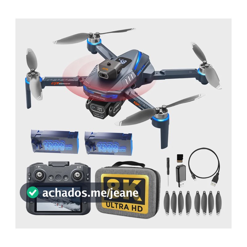 Drone Gt8 Profissional Drones Camera 8k Fpv Controle De Tela Preto