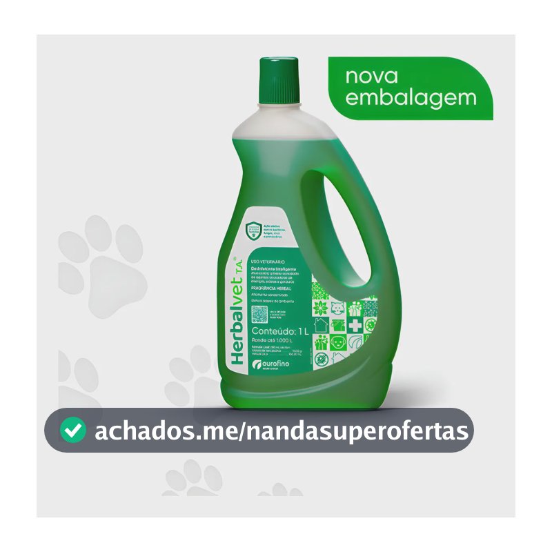 Herbalvet T.a. 1 Litro Ourofino Desinfetante Bactericida Pet Ervas