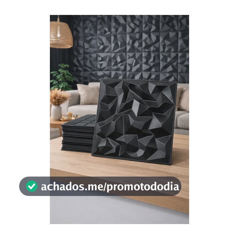 Kit 100 Placas 3d Pvc 25x25cm Decorativo Revestimento Parede Diamante Preto