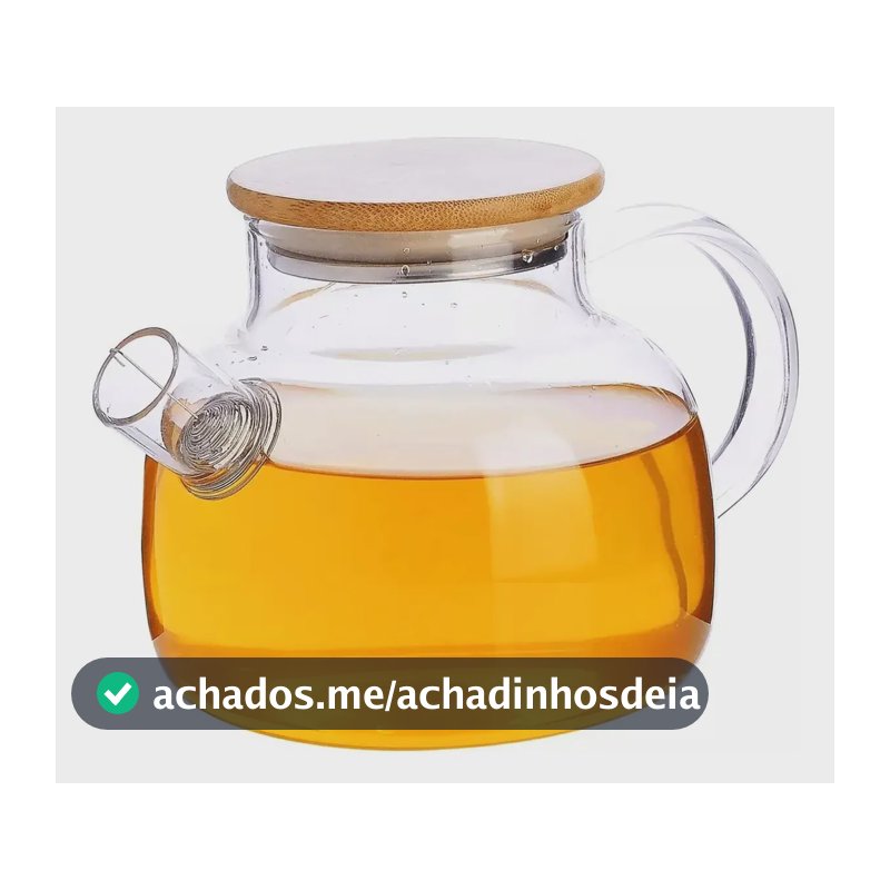 Chaleira De Vidro Tampa De Bambu 1l Resistente A Calor Bule Transparente
