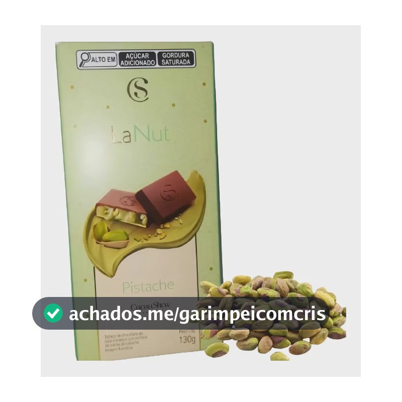 Barra De Chcolate Com Pistache Da Cacau Show Tablete Lanut P