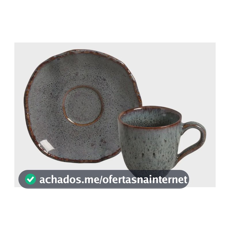 Jogo C/ 6 Xícaras De Café C/ 6 Pires Bio Basalto 120ml