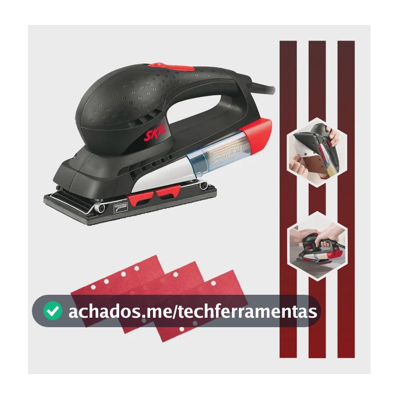Lixadeira Orbital 7351 200w 3 Lixas Coletor De Pó 220v Skil 220v Preto/vermelho