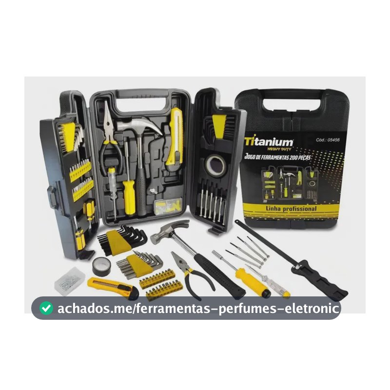 Kit Ferramentas 200 Peças c/ Maleta Titanium - Chaves, Alicates, Martelos, Serra - Aço Carbono - DIY Oficina Casa