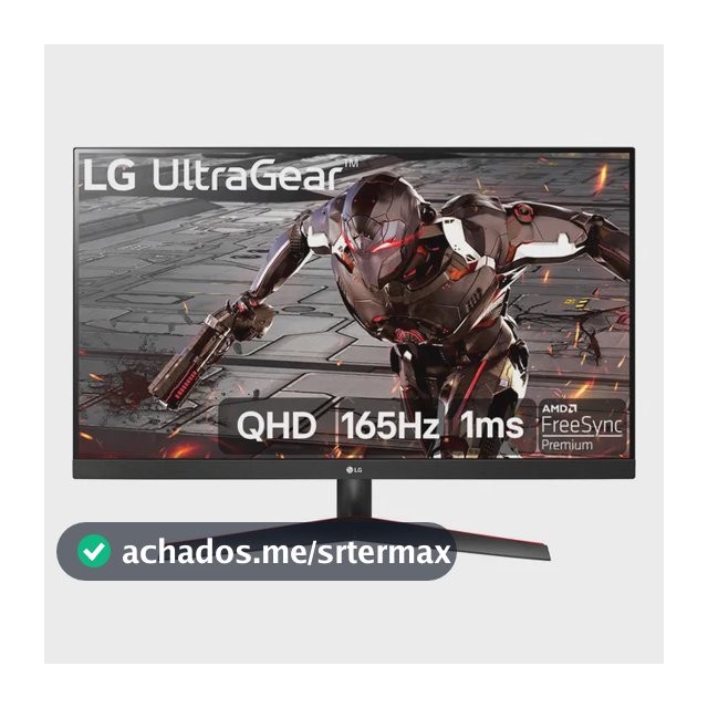 LG UltraGear Monitor Gamer 32"- VA 165Hz 1ms (MBR) QHD 2K (2560x1440) HDR10 AMD FreeSync, Preto - 32GN600