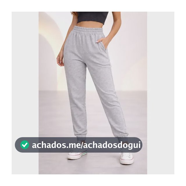 Calça Moletom Feminina Jogger Cós Alto Bolso Lateral