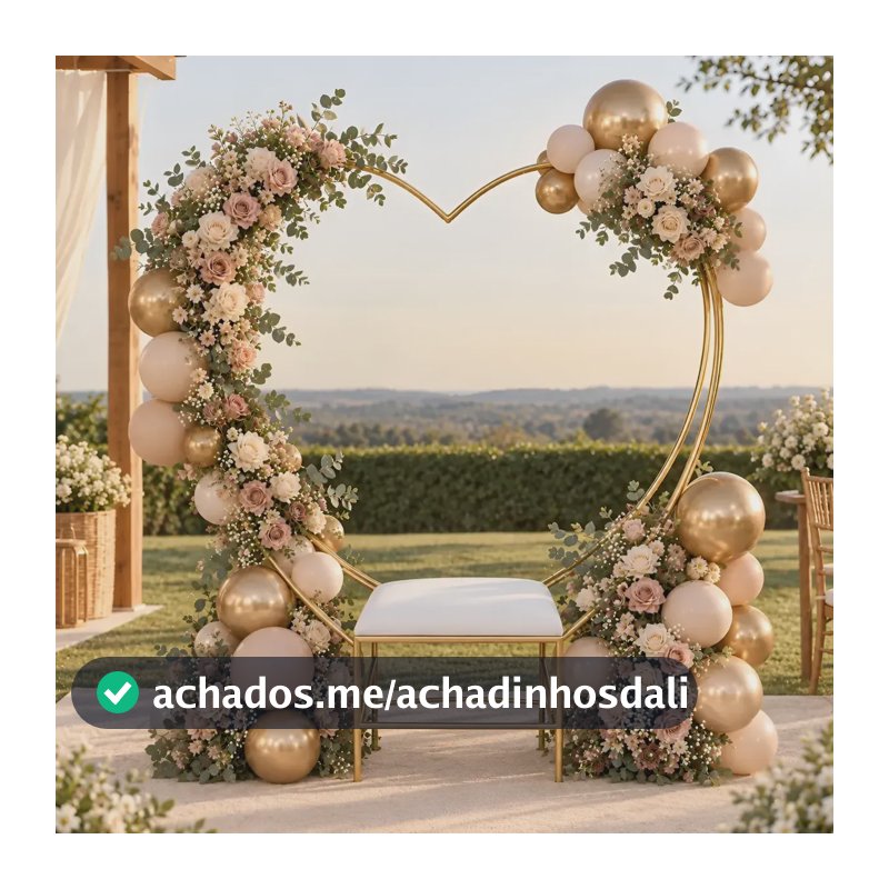 Arco Coração Com Assento Para Decoração Em Festas Dourado-escuro