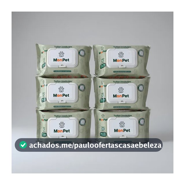 Toalha Lenço Umedecido Para Caes E Gatos Pet 6 Pacotes C/ 50