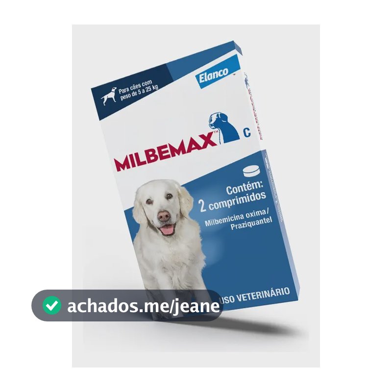 Milbemax Cães 5 a 25kg 2 Comprimidos Elanco Vermífugo