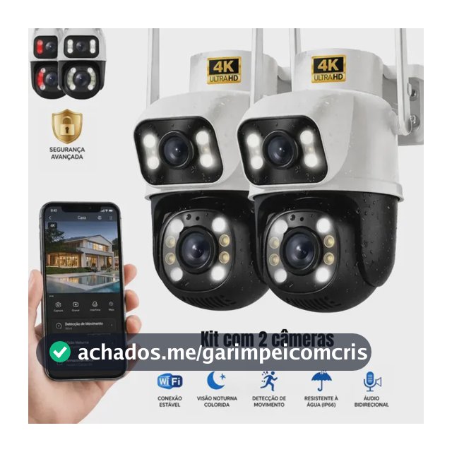 Kit 2 Câmeras de Segurança Woosh A28B Full HD Dupla Lente com Visão Noturna Colorida
