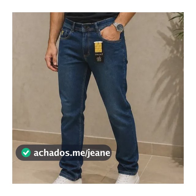 Calça Masculina Jeans Grosso Elastano Azul Escura Tingida