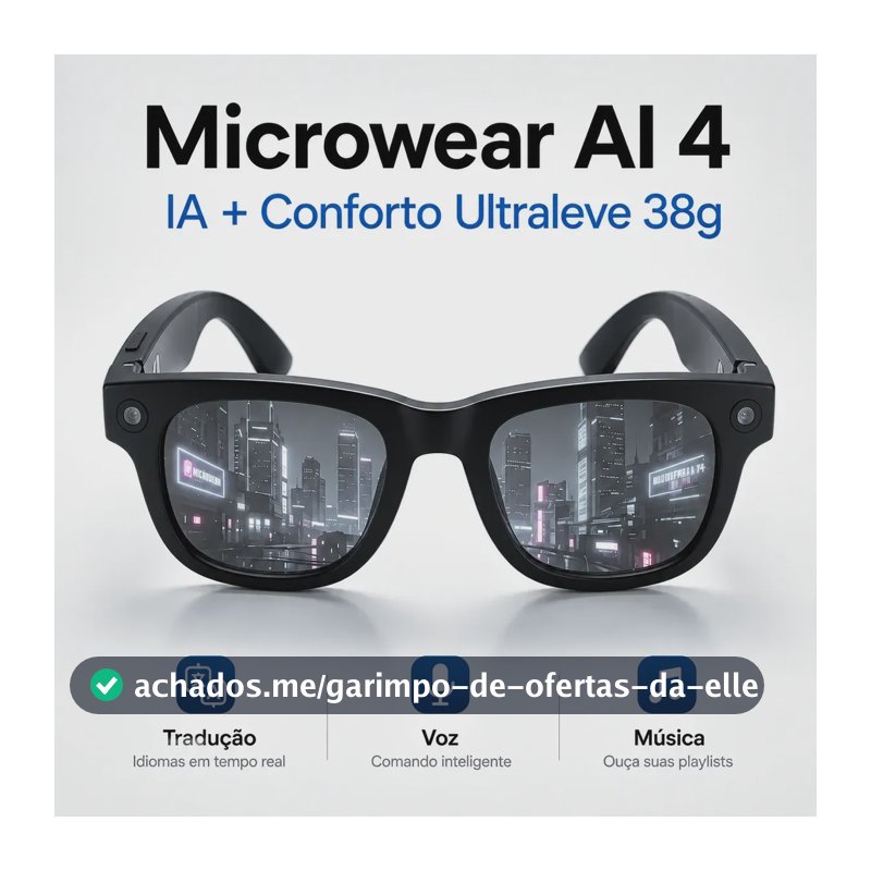Óculos Inteligente Tradutor Ia Microwear Bluetooth 5.3 Preto Translucida- Inteligente Tradutor X18 W Ai 4 Preto Preto Único