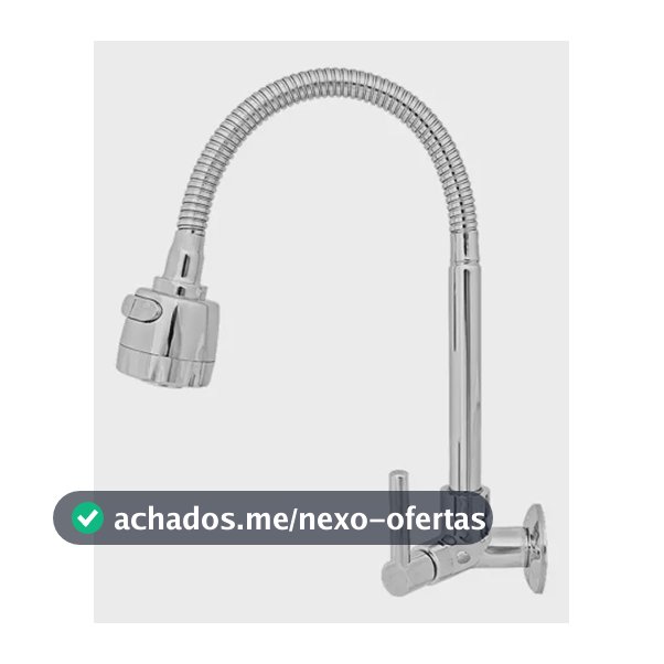 Torneira Cozinha De Parede Gourmet 1/4 Volta Metal Pia Luxo Tubo Flexível Arejador 2 Modos de Jato Acabamento Cromado Cor Prateado