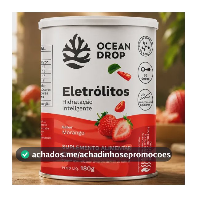 Eletrólitos 180g Ocean Drop Sódio Potássio Fósforo Magnésio Morango