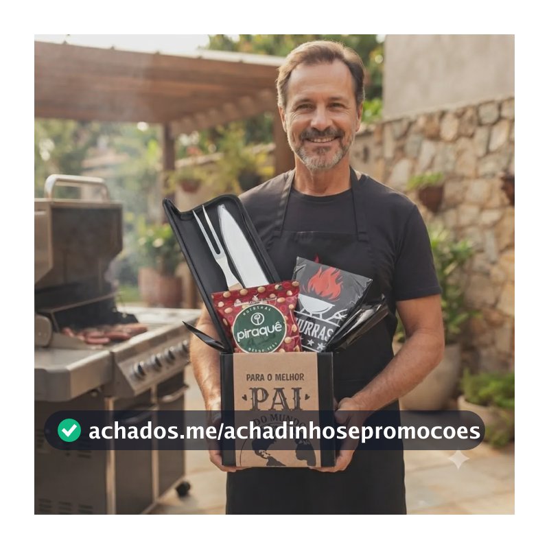 Kit Churrasco Presente Faca Aço Inox Avental Cozinha 3 Peças Preto Churrasqueiro