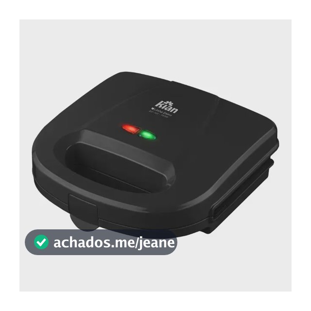 Sanduicheira Grill 2 Em 1 Kian Preta Elétrica 750w Cor Preto,Seu Mixto Quente Ultra Rápido, e Outros Petiscos