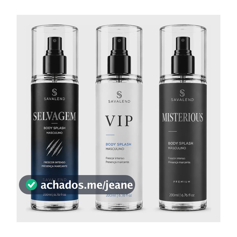 Kit Body Splash Masculino Selvagem + Misterious + Vip 200ml