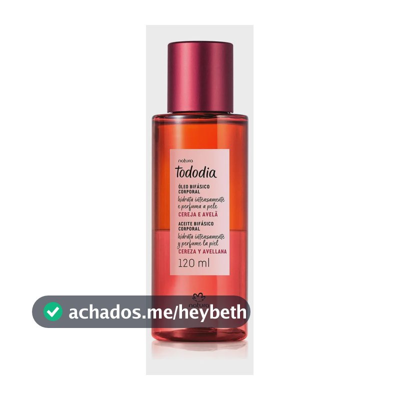 Óleo Corporal Bifásico Natura Tododia Cereja e Avelã 120ml hidrata intensamente