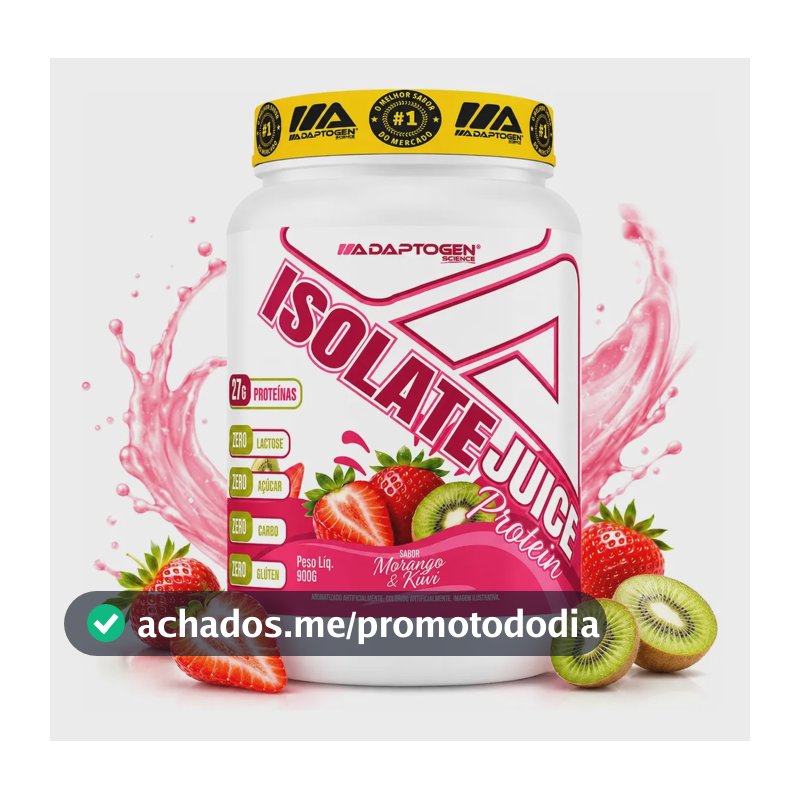 Proteína Adaptogen Isolate Juice em pó sabor Morango kiwi x 900g