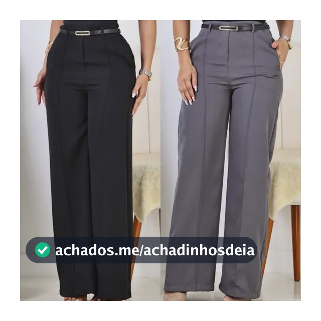 Kit 2 Calça Pantalona Feminina Alfaiataria Elegante C/ Cinto