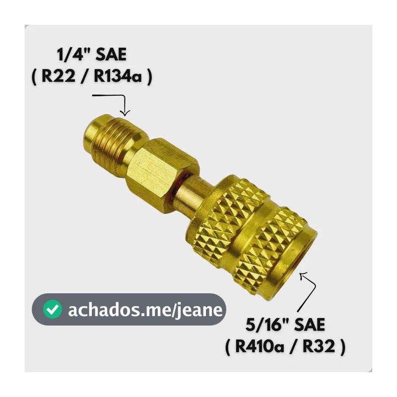 Adaptador Mangueira Manifold 1/4 Macho X 5/16 Femea R410 R32