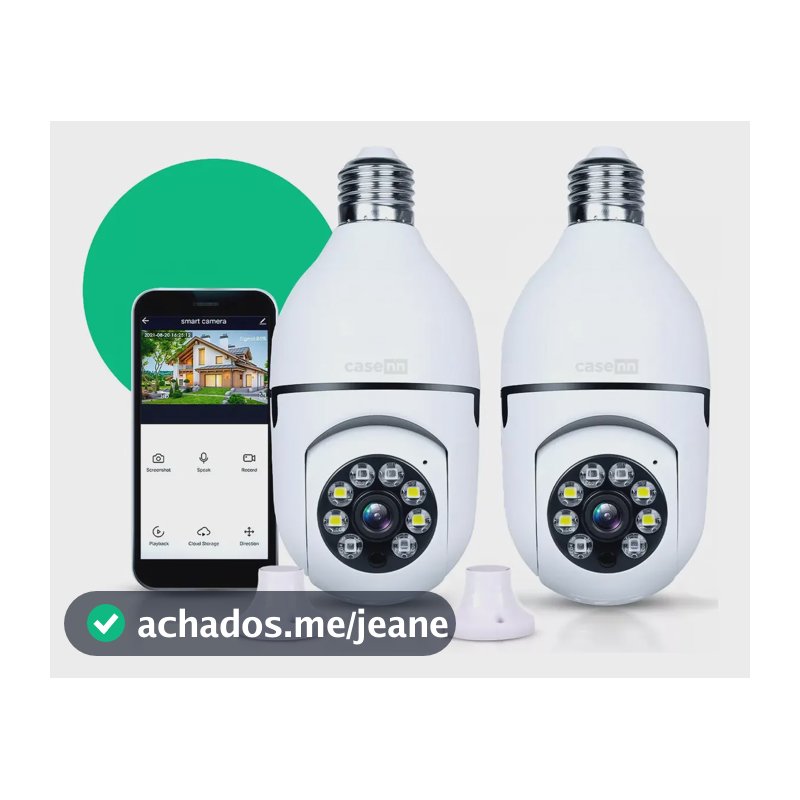 Kit 2 Câmeras Lampada De Segurança Ip Wifi Com Visão Noturna Interna Externa App Yoosee Espiã 360º Cor Branco