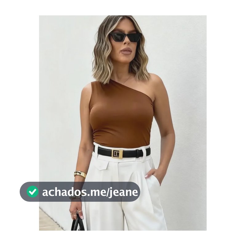 Blusa Assimétrica Feminina Regata Ombro Só Casual Mula Manca Marrom Liso Gg