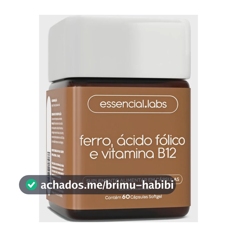 FERRO com ÁCIDO FÓLICO e VITAMINA B12 - 60 Cápsulas Softgel - Fórmula Avançada com Máxima Absorção