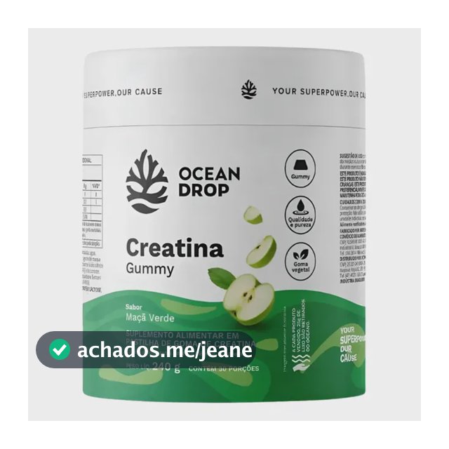 Creatina Monohidratada 100% Pura Vegana Gummy Ocean Drop Limao | 30 Doses