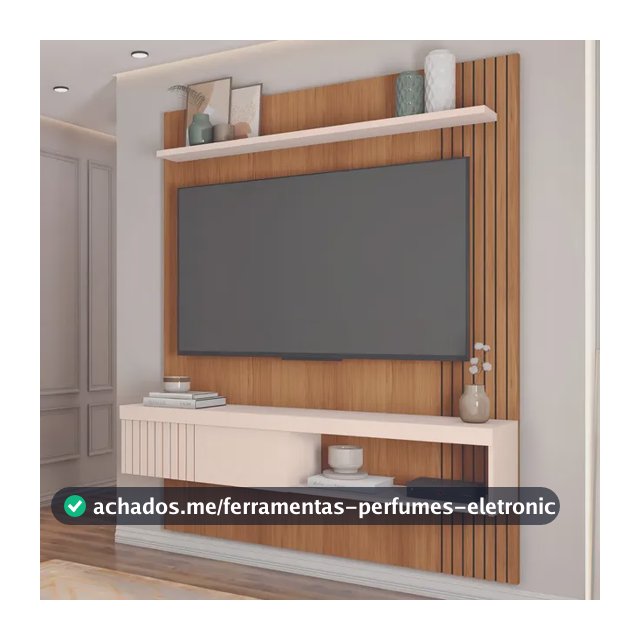 Painel Para Tv Ate 55 Esmeralda Caemmun 1,50 Cor Freijó/off White