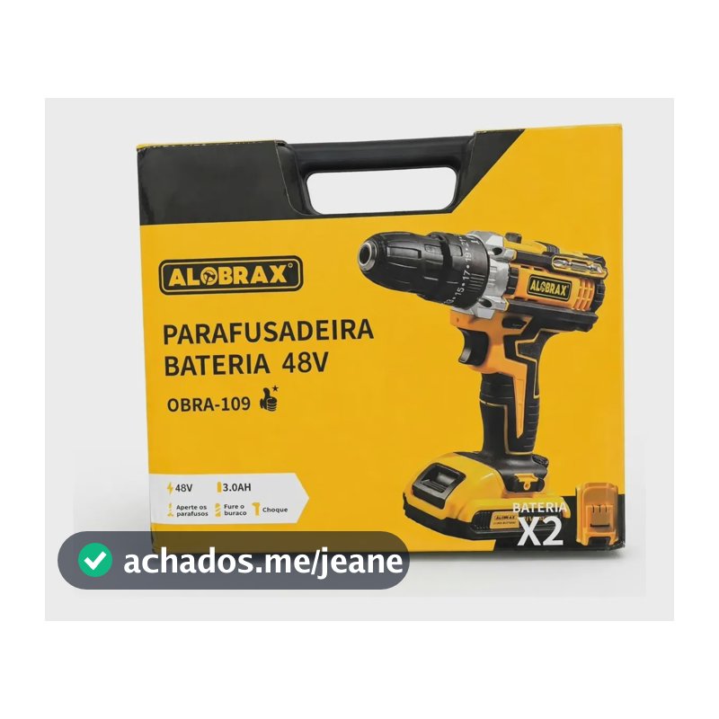 Furadeira Parafusadeira  48v 2 Baterias 30 Pecas Amarelo 48v 375hz