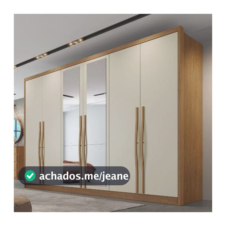 Guarda-roupa Casal Em Mdf 6 Portas 6 Gavetas Com Espelho Cumaru/fendi