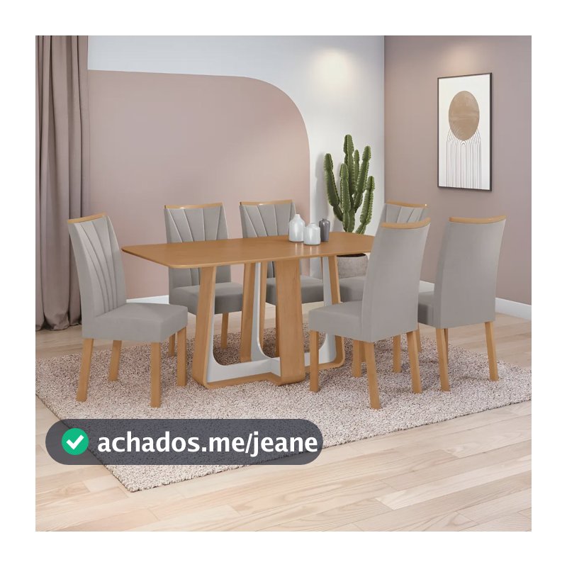 Conjunto Sala De Jantar Mesa Easy Pop 170x90 C/6 Cad Confort
