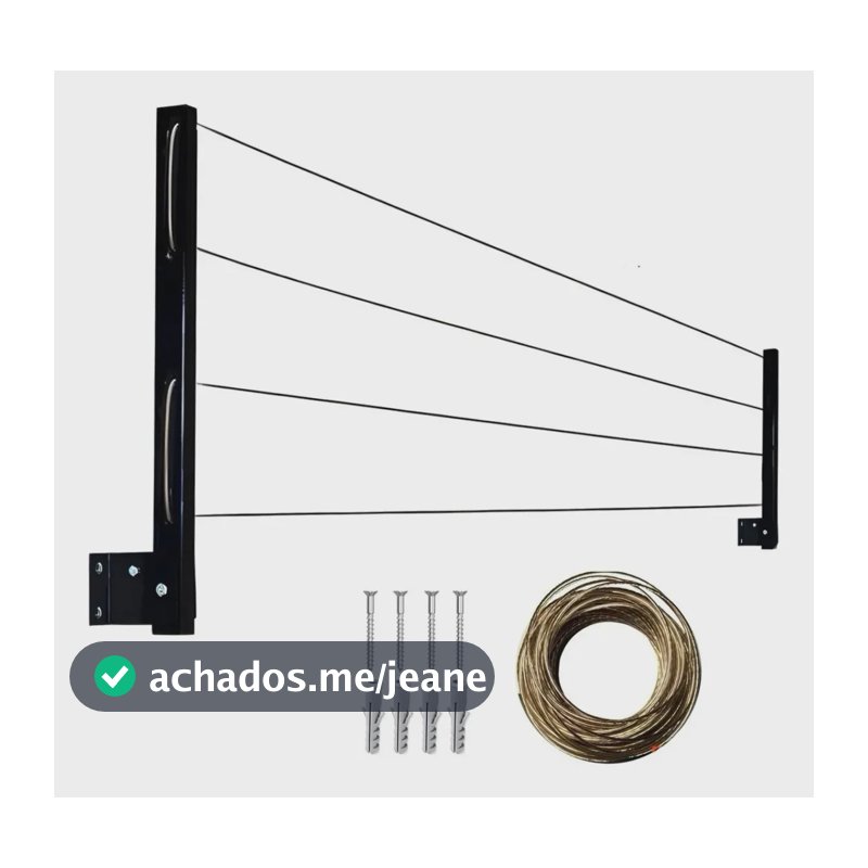 Varal Reforçado De Roupa 80 Kg Dobrável Para Parede Em Aço Resistente Premium