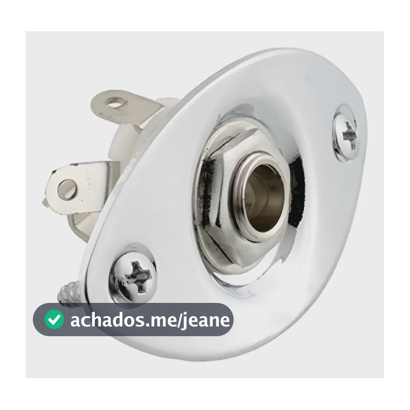 Jack Plate Oval Para Baixo Guitarra Violão Cromado Estéreo