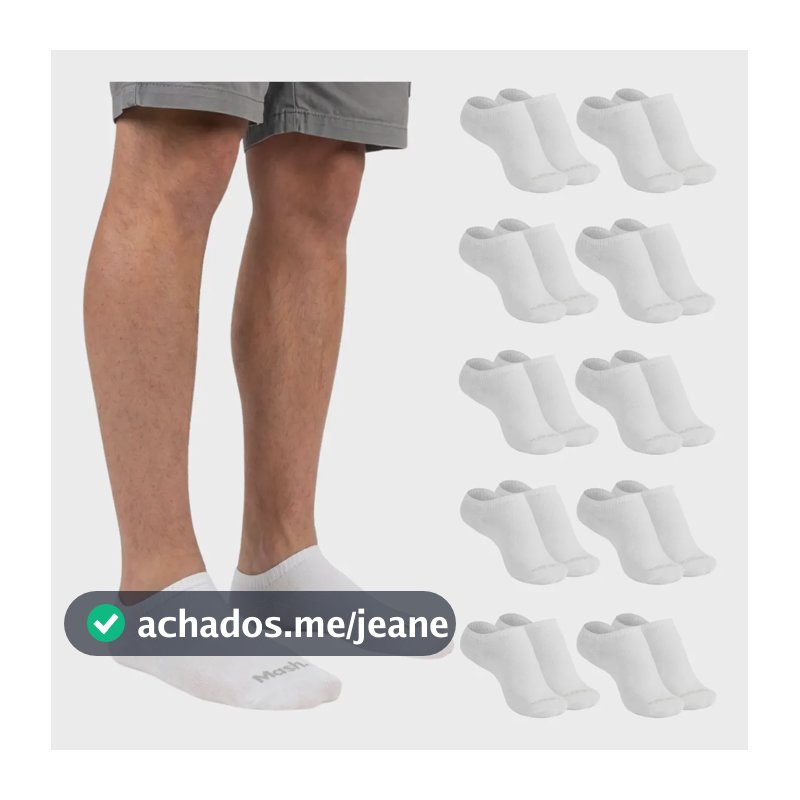 Kit 10 Pares Meia Invisível Soquete Algodão Confortável Mash 10 Brancas Meia Invisível Meia Cano Curto Meia Masculina Meia Feminina G ( 39 A 44 ) Meia Masculina Meia Feminina Meia Algodão