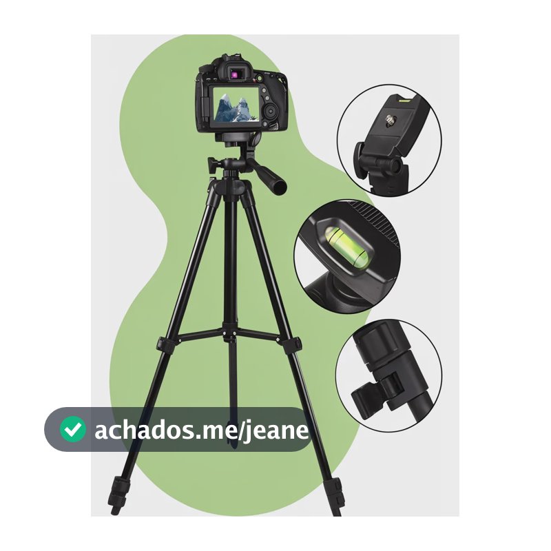 Tripé Câmera Profissional Dlsr Suporte Celular Universal 360 Preto
