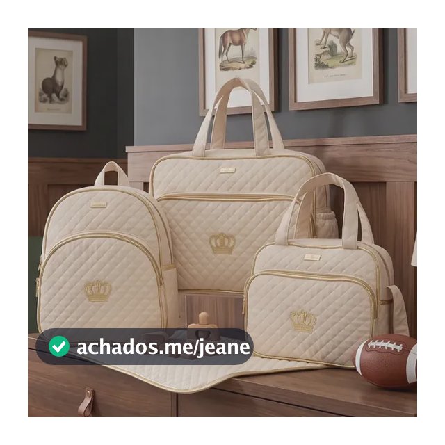 Kit Bolsas Saída Maternidade Bebê 4 Peças Coroa Dourada