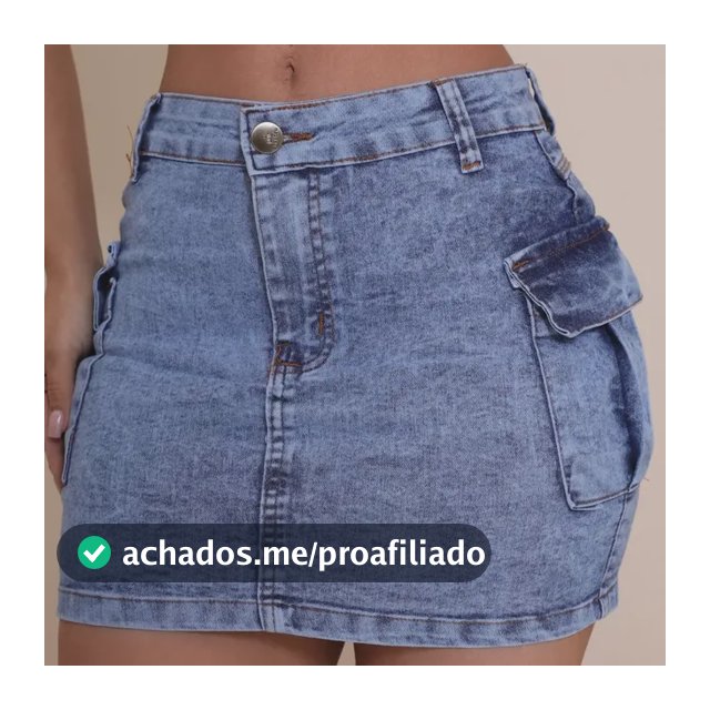 Saia Jeans Cargo Feminina Cintura Alta Com Lycra Stillger