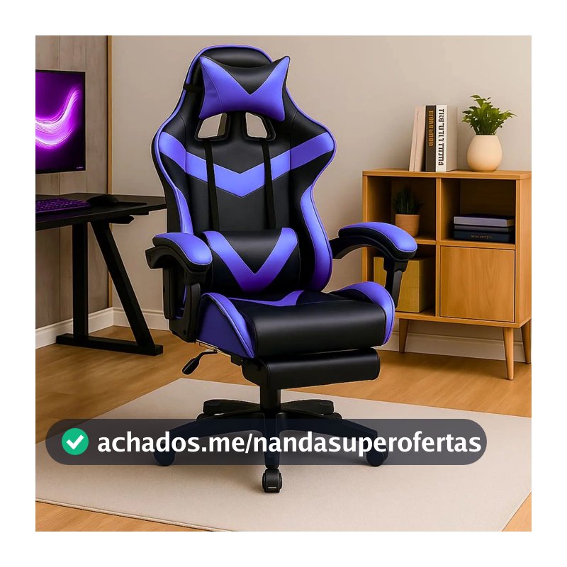 Cadeira De Escritório Gamer Nitro Ergonômica Estofado Couro Sintético Reclinável Altura Ajustável Apoio Para Pés Cor Roxo Luvinco